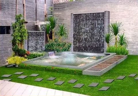 Kolam dan dinding air taman modern